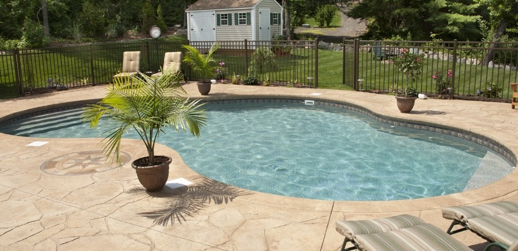 pool with stamped concrete